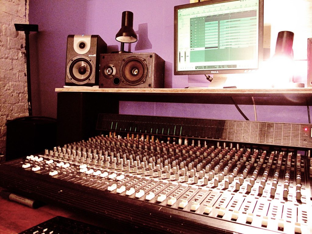 Radio studio mixing desk